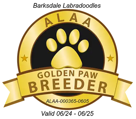 Barksdale Labradoodles ALAA Golden Paw Breeder 2024