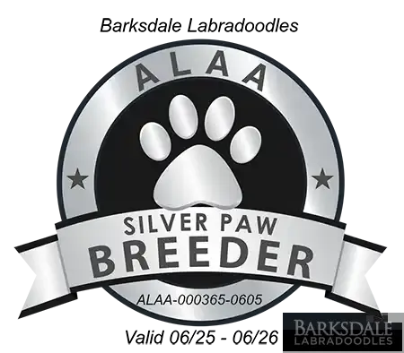 Barksdale Labradoodles ALAA Silver Paw Breeder - Member # ALAA-000365-0605 Valid 6/25-6/26